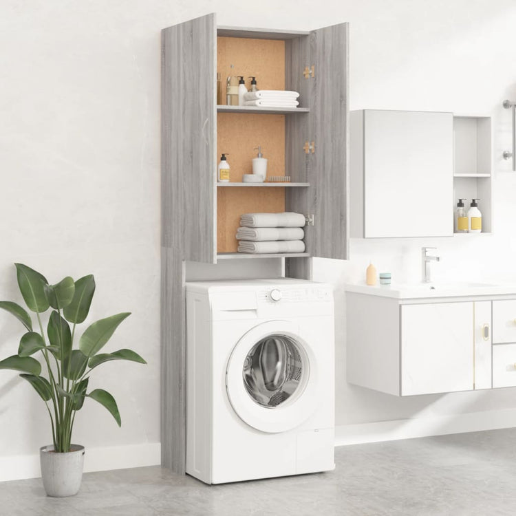 Vidaxl Washing Machine Cabinet 64x25.5x190 cm Gray Sonoma Oak colored