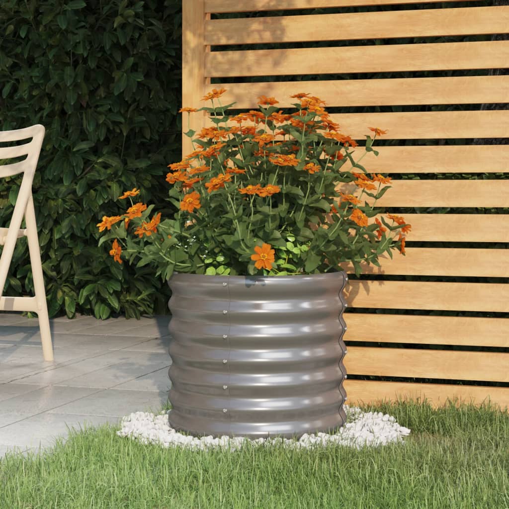 Boîte de planification de Vidaxl 40x40x36 cm en poudre et gris en acier recouvert