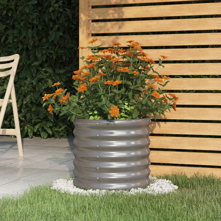 Boîte de planification de Vidaxl 40x40x36 cm en poudre et gris en acier recouvert
