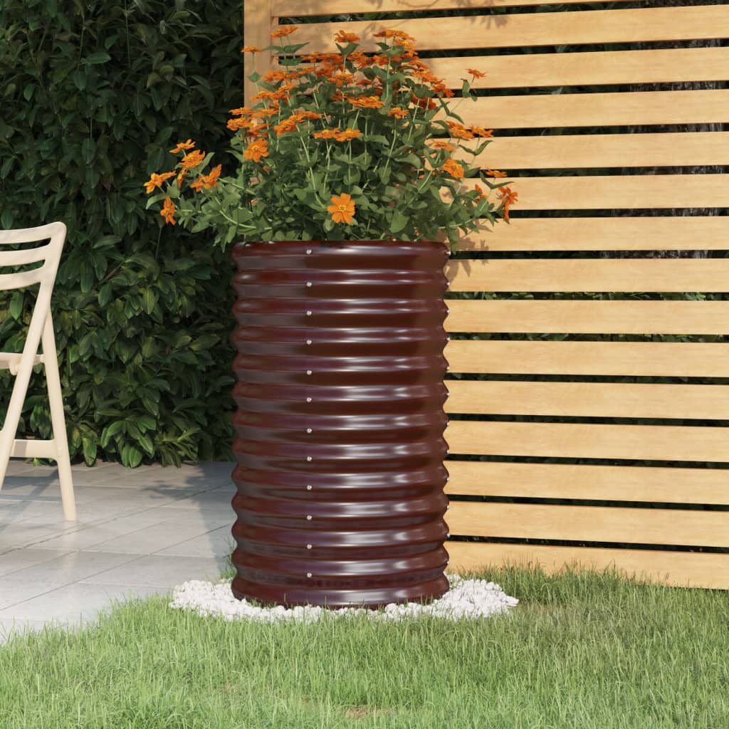 Boîte de planification Vidaxl 40x40x68 cm en poudre et en acier recouvert de brun