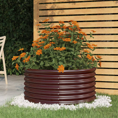 Boîte de planification de Vidaxl 80x80x36 cm en poudre et en acier recouvert de brun