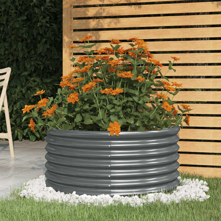 Boîte de planification de Vidaxl 80x80x36 cm en poudre et anthracite en acier recouvert de