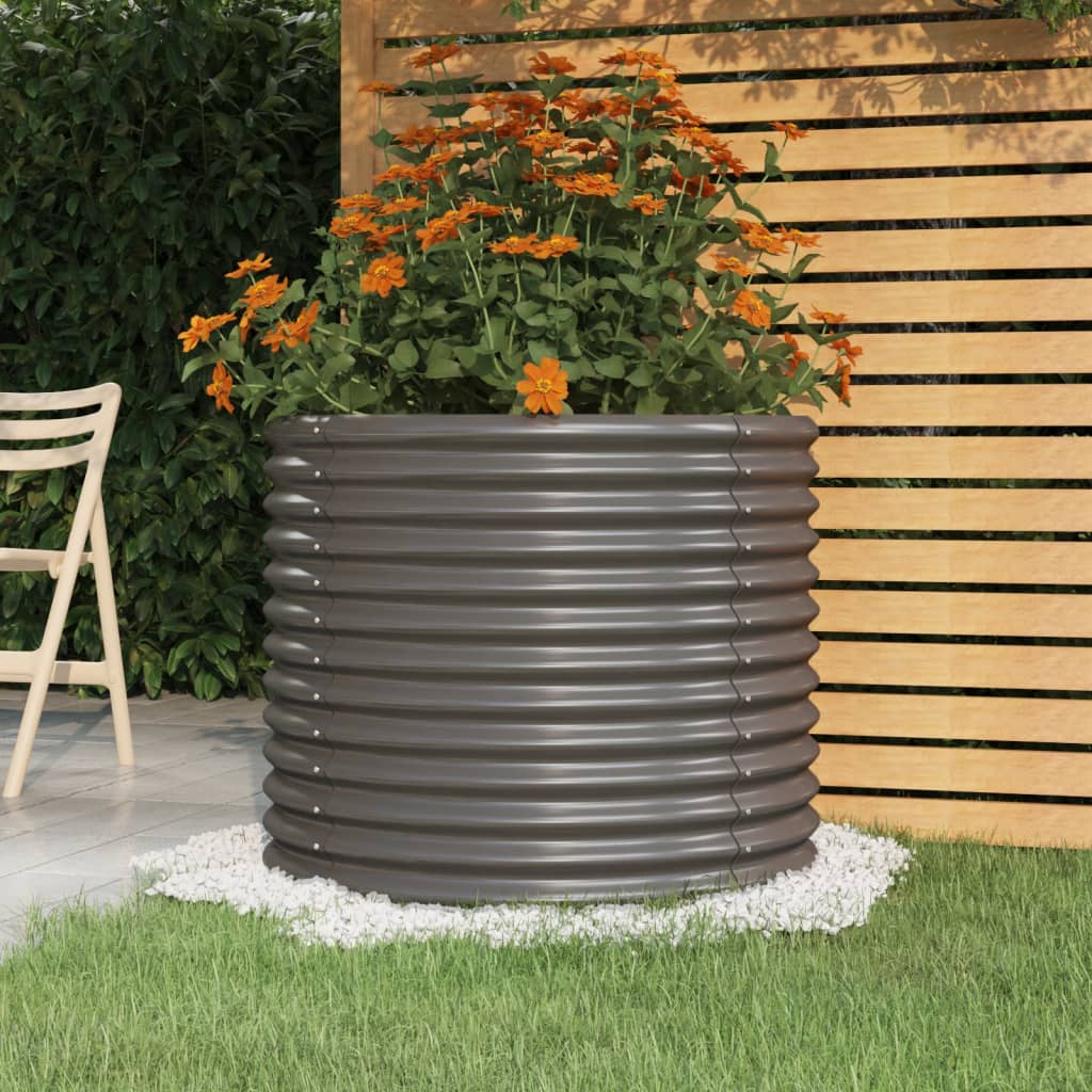 Boîte de planification de Vidaxl 80x80x68 cm en poudre et gris en acier recouvert