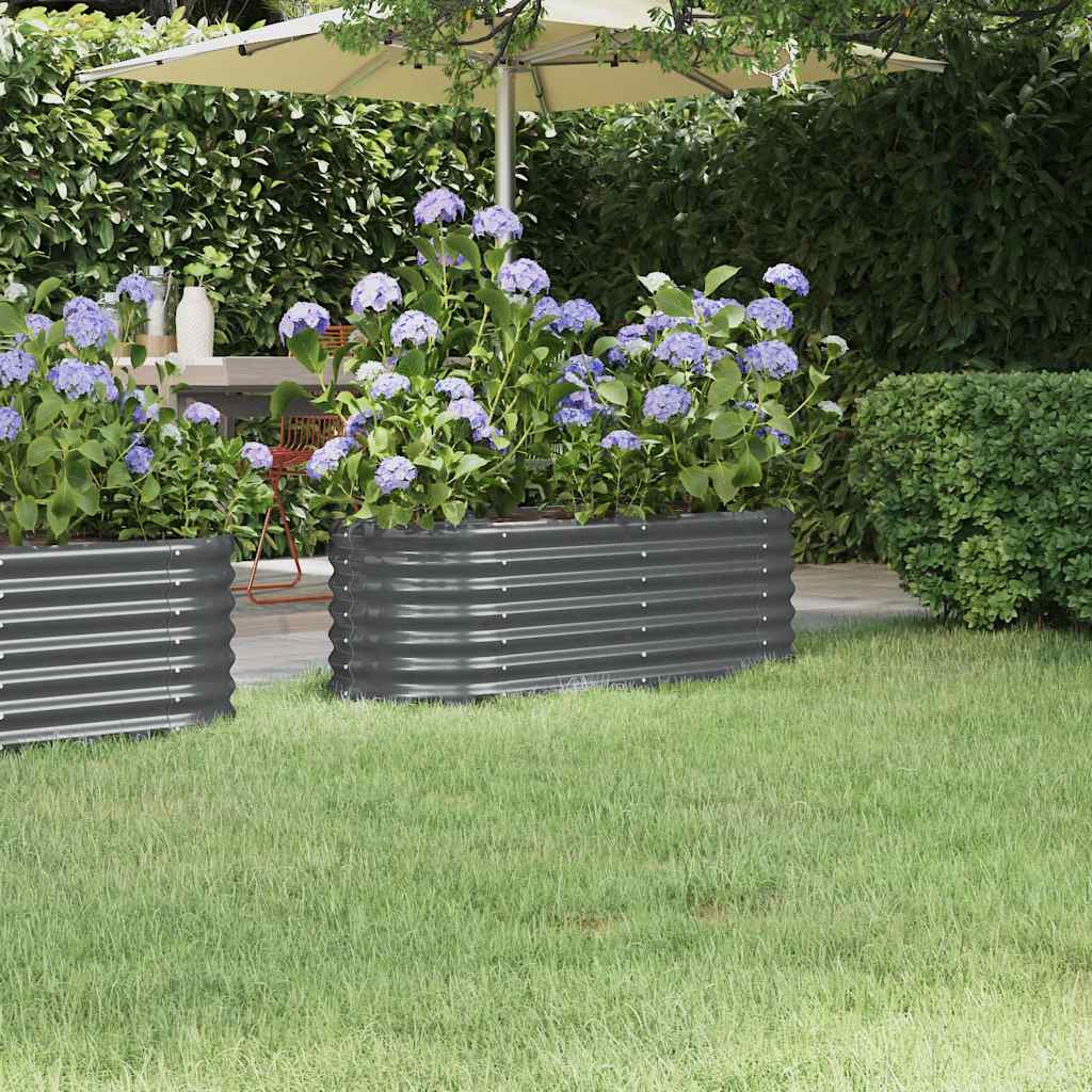 Vidaxl Planning Box 114x40x36 cm en poudre et en acier recouvert d'anthracite -colored