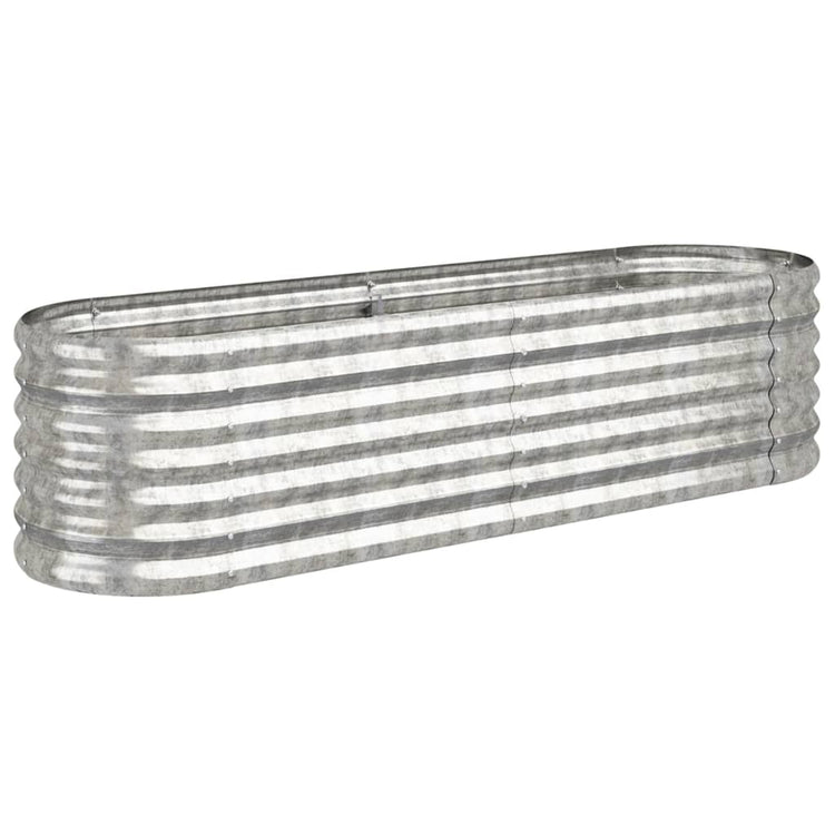 Vidaxl planteur 152x40x36 cm en poudre et en acier recouvert d'argent de couleur