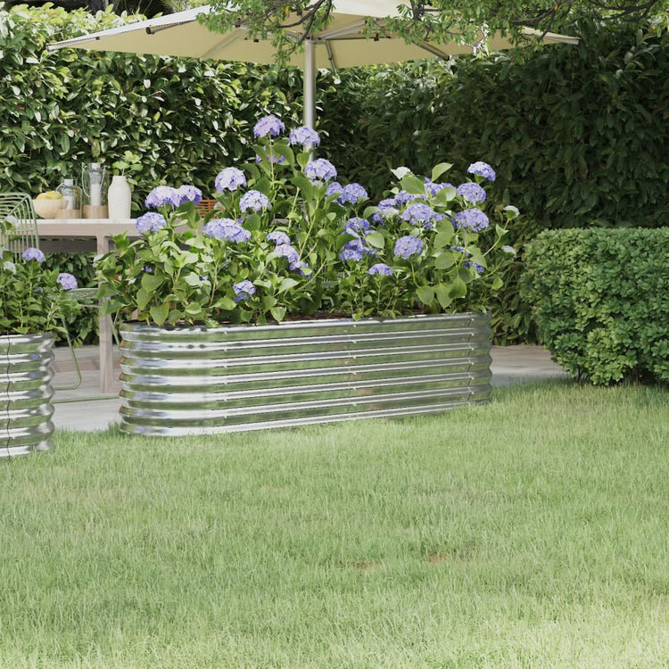 Vidaxl planteur 152x40x36 cm en poudre et en acier recouvert d'argent de couleur