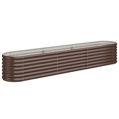 Boîte de planification de Vidaxl 224x40x36 cm en poudre et en acier recouvert de brun