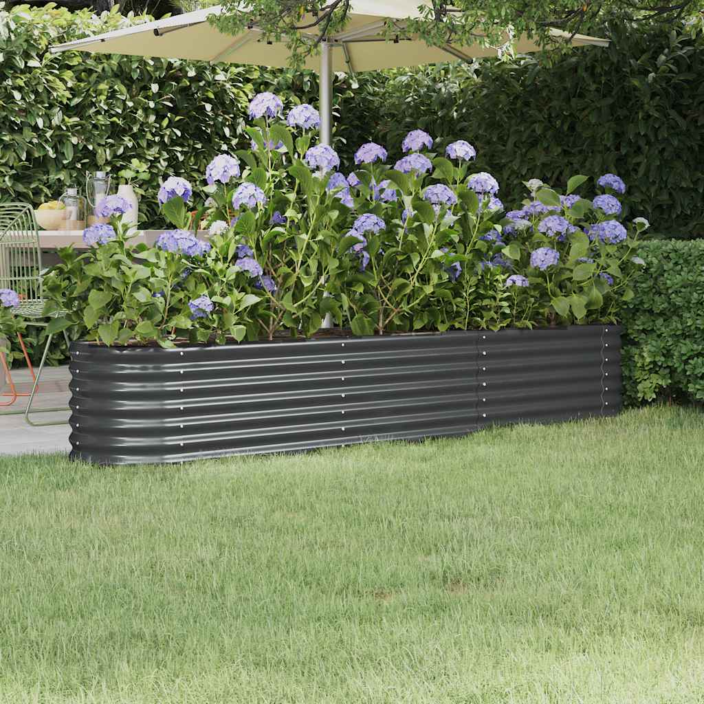 Boîte de planification Vidaxl 224x40x36 cm en poudre et en acier recouvert d'anthracite -colored