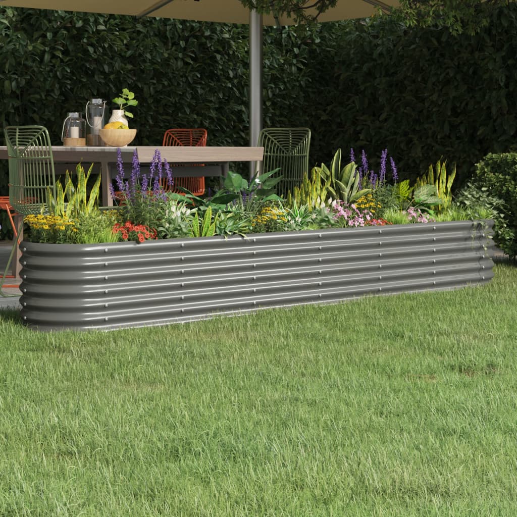 Boîte de planification de Vidaxl 260x40x36 cm en poudre et gris en acier recouvert