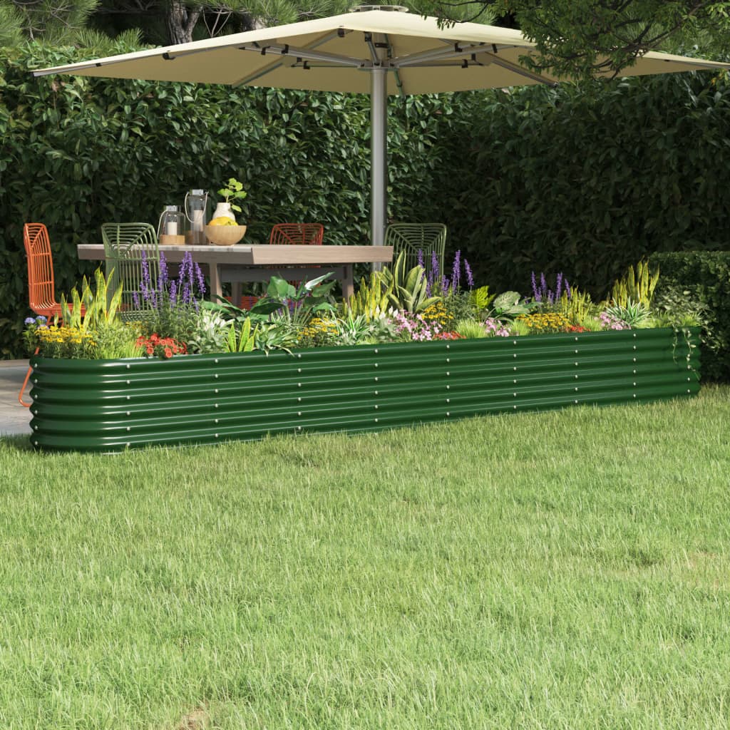 Vidaxl Planter 332x40x36 cm en poudre et en acier en acier