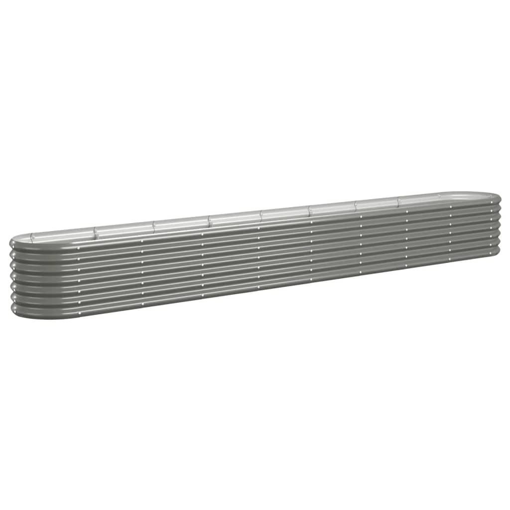 Vidaxl Planter 332x40x36 cm en poudre-gris en acier recouvert