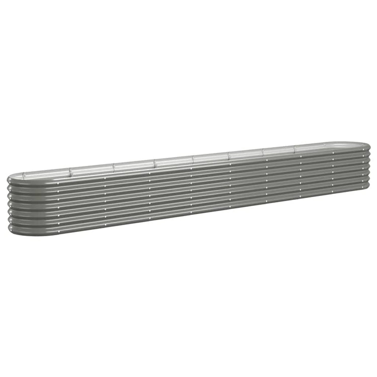 Vidaxl Planter 332x40x36 cm en poudre-gris en acier recouvert