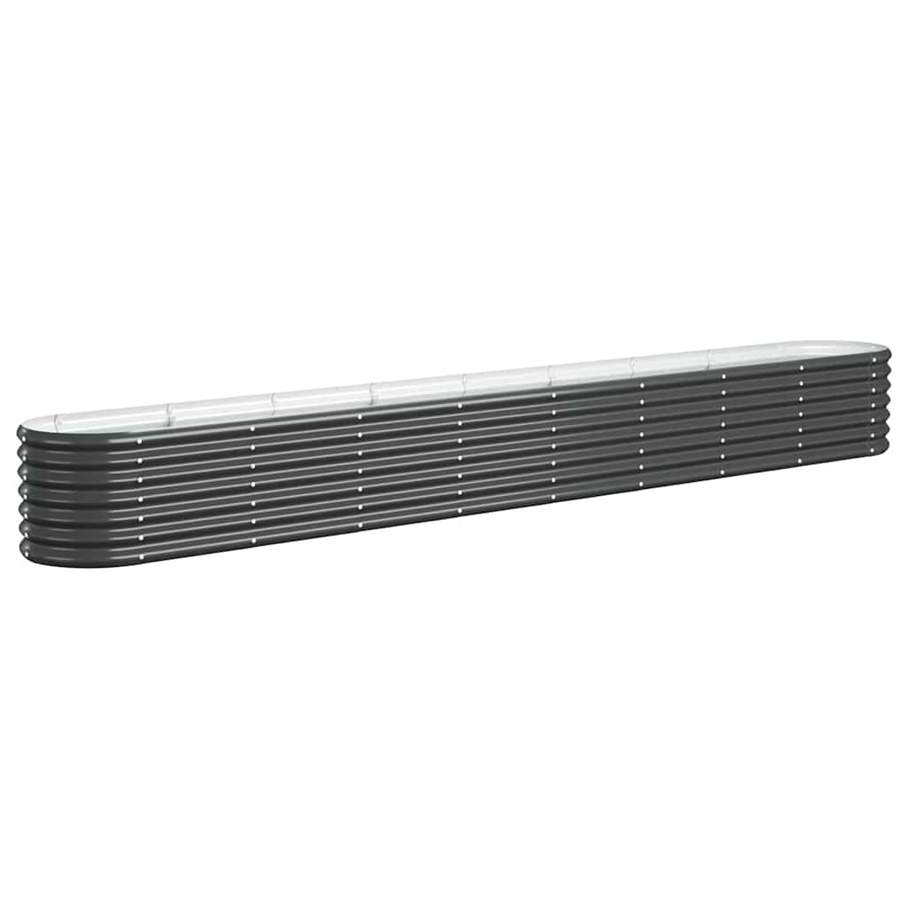 Vidaxl Planter 332x40x36 cm en poudre à anthracite en acier recouvert de