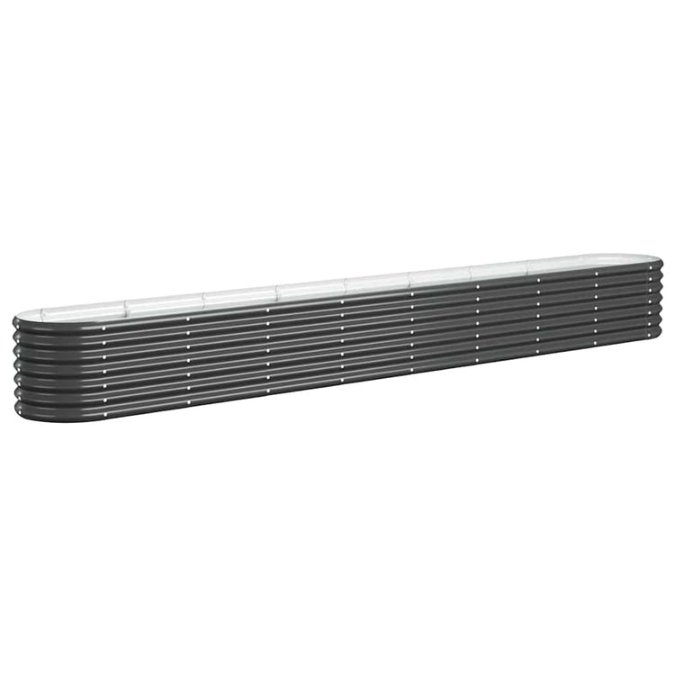 Vidaxl Planter 332x40x36 cm en poudre à anthracite en acier recouvert de