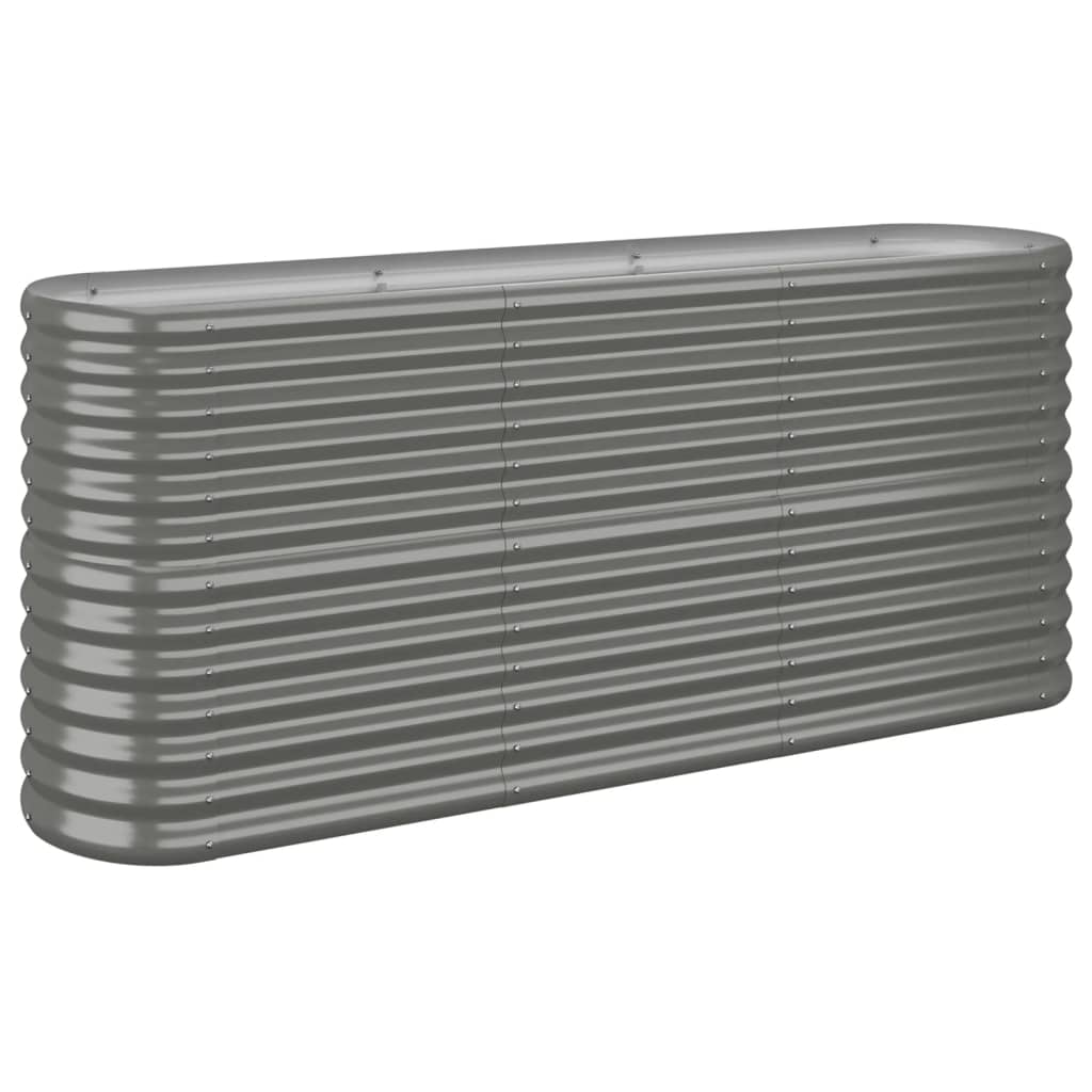 Vidaxl Planter 152x40x68 cm en poudre-gris en acier recouvert