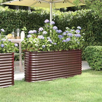 Boîte de planification de Vidaxl 152x40x68 cm en poudre et en acier recouvert de brun