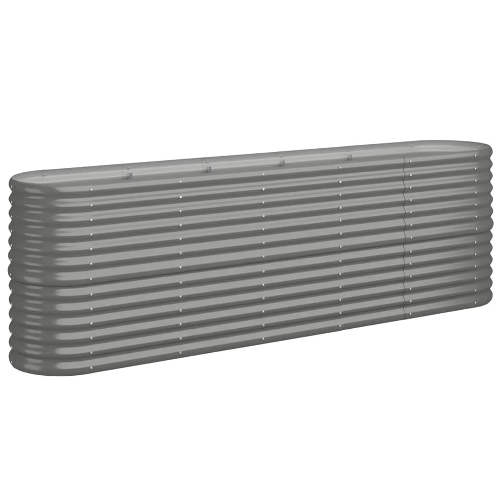 Boîte de planification Vidaxl 224x40x68 cm en poudre-gris en acier recouvert