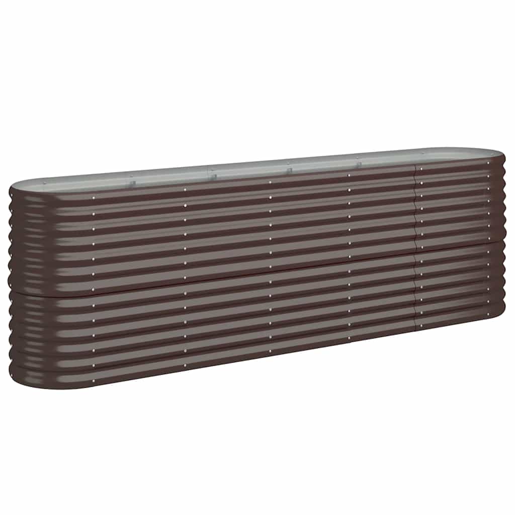 Boîte de planification de Vidaxl 224x40x68 cm en poudre et en acier recouvert de brun