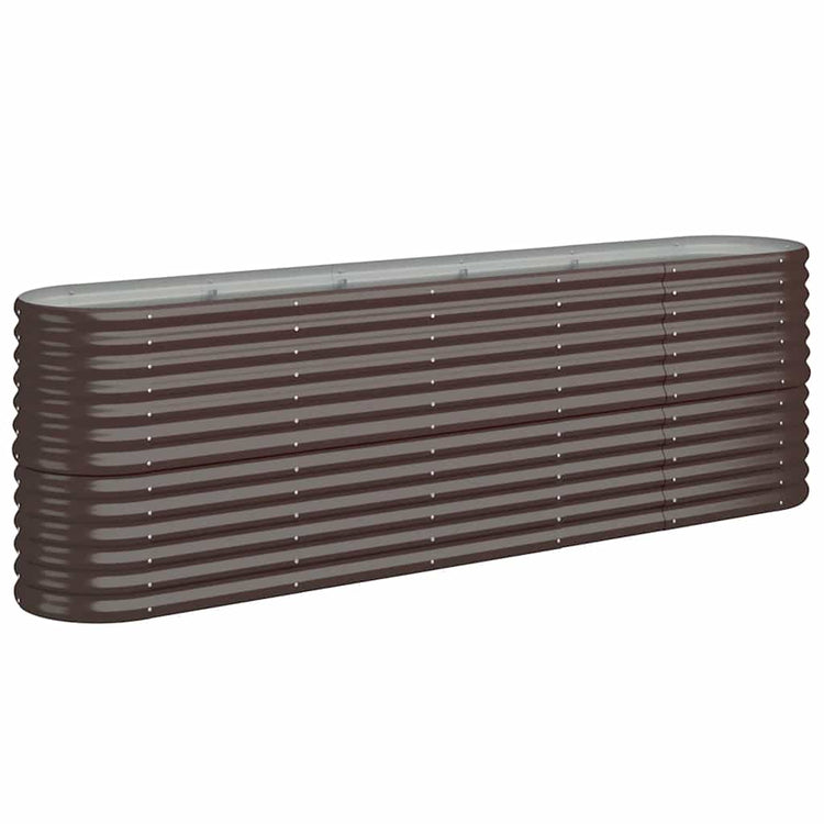 Boîte de planification de Vidaxl 224x40x68 cm en poudre et en acier recouvert de brun