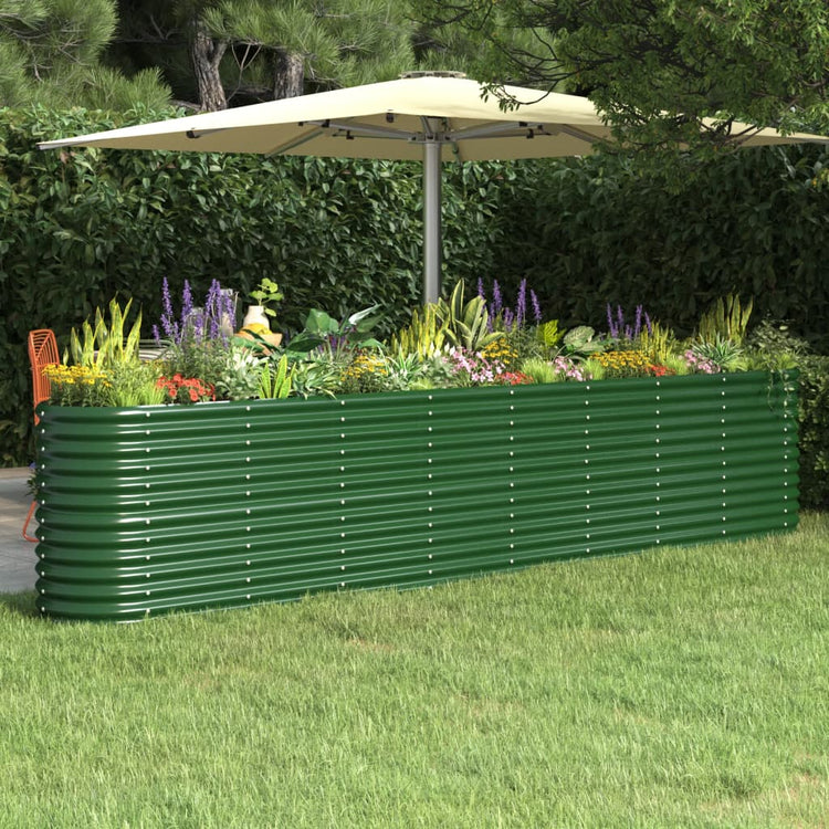 Boîte de planification Vidaxl 332x40x68 cm en poudre et en acier recouvert