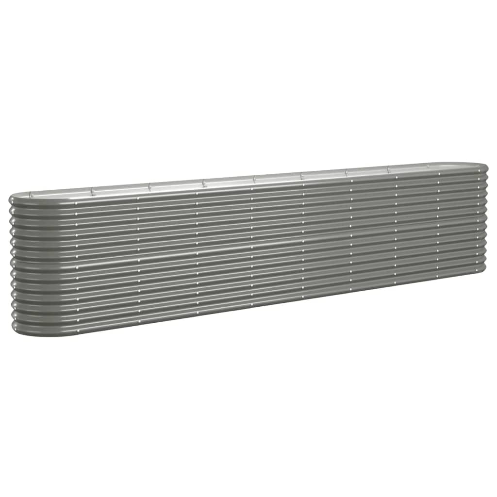 Vidaxl Planter 332x40x68 cm en poudre et gris en acier recouvert