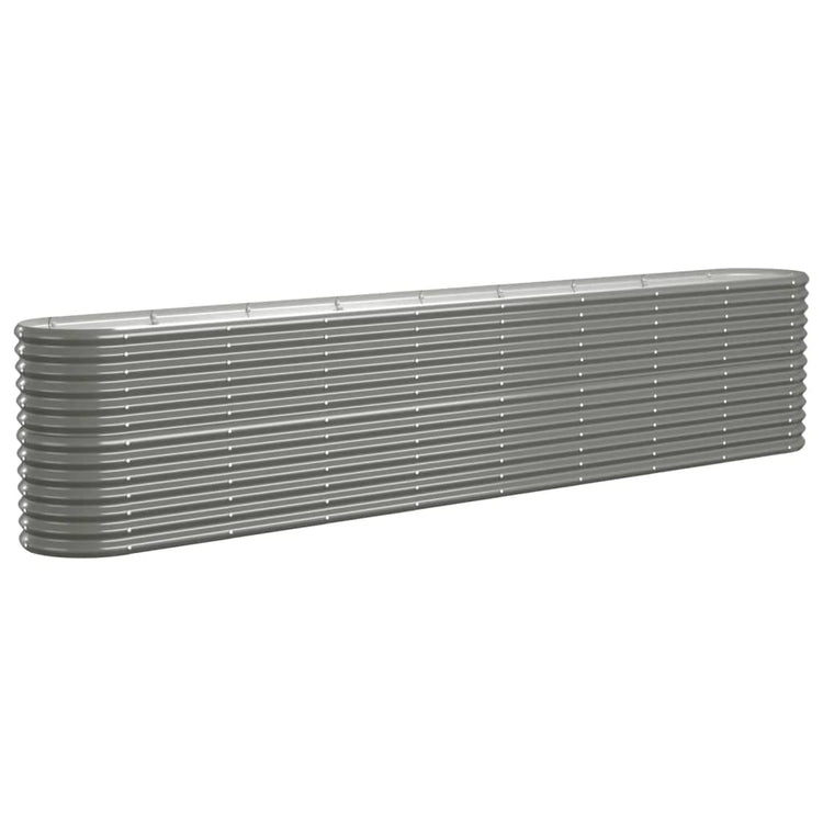 Vidaxl Planter 332x40x68 cm en poudre et gris en acier recouvert