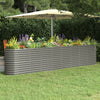 Vidaxl Planter 332x40x68 cm en poudre et gris en acier recouvert