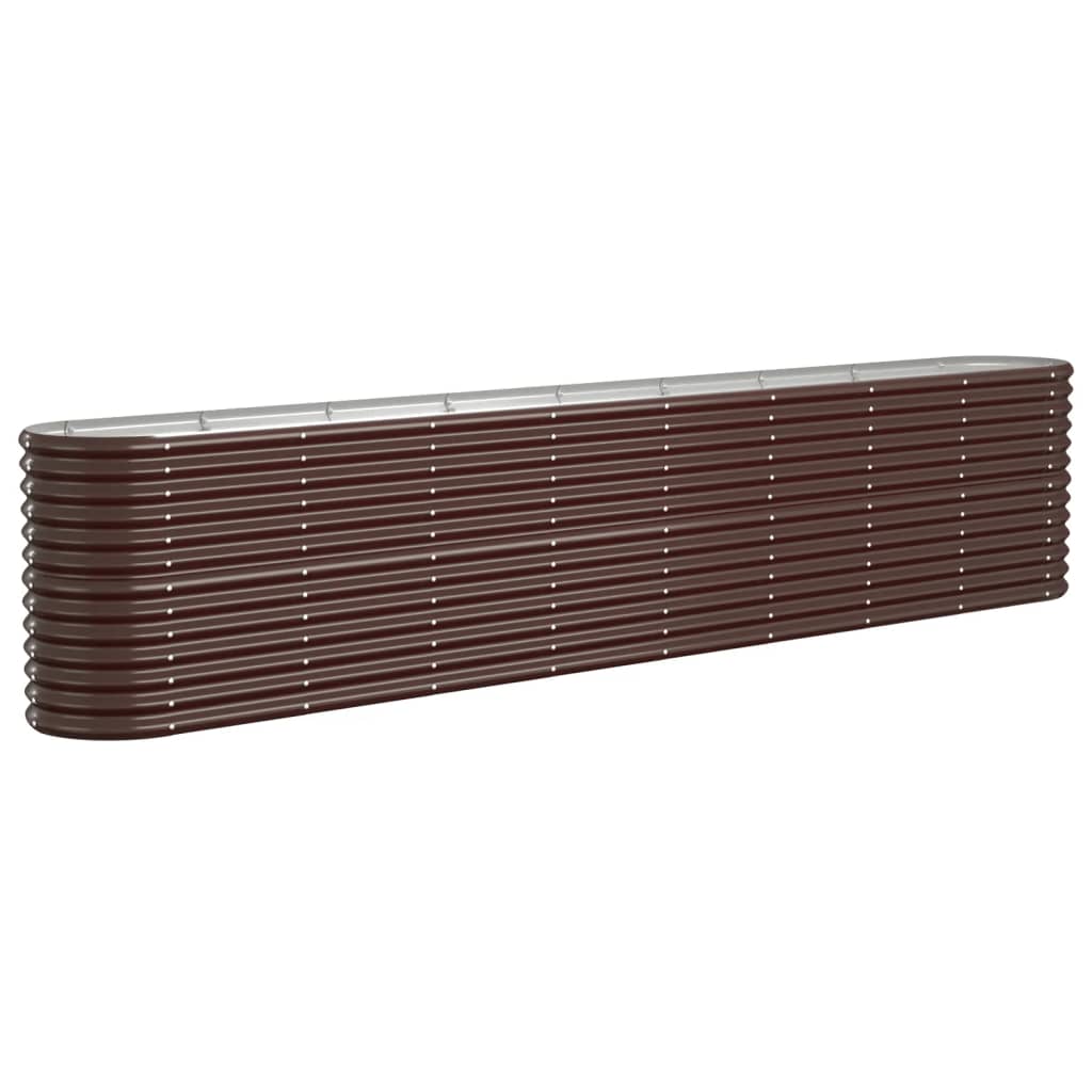 Vidaxl Planter 332x40x68 cm en poudre et en acier recouvert de brun