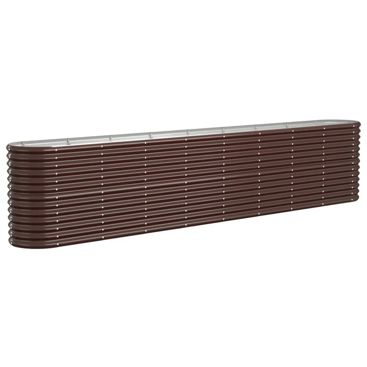 Vidaxl Planter 332x40x68 cm en poudre et en acier recouvert de brun