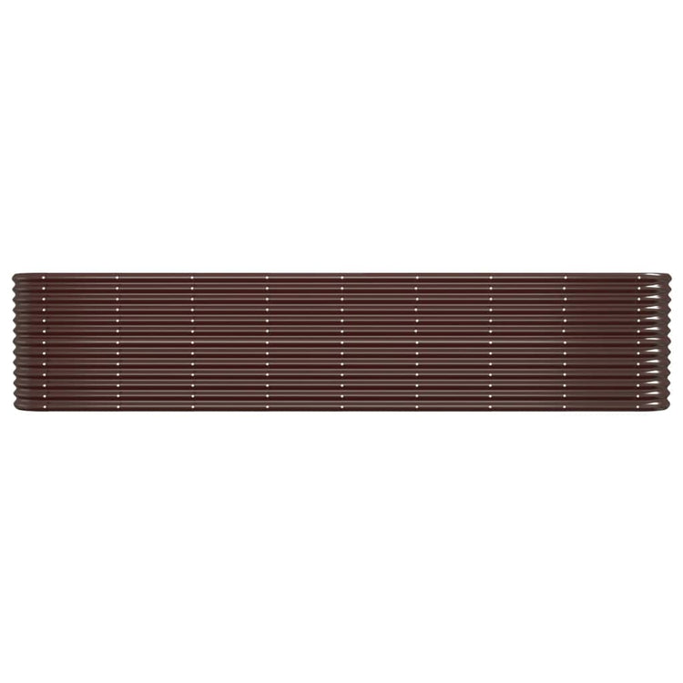 Vidaxl Planter 332x40x68 cm en poudre et en acier recouvert de brun