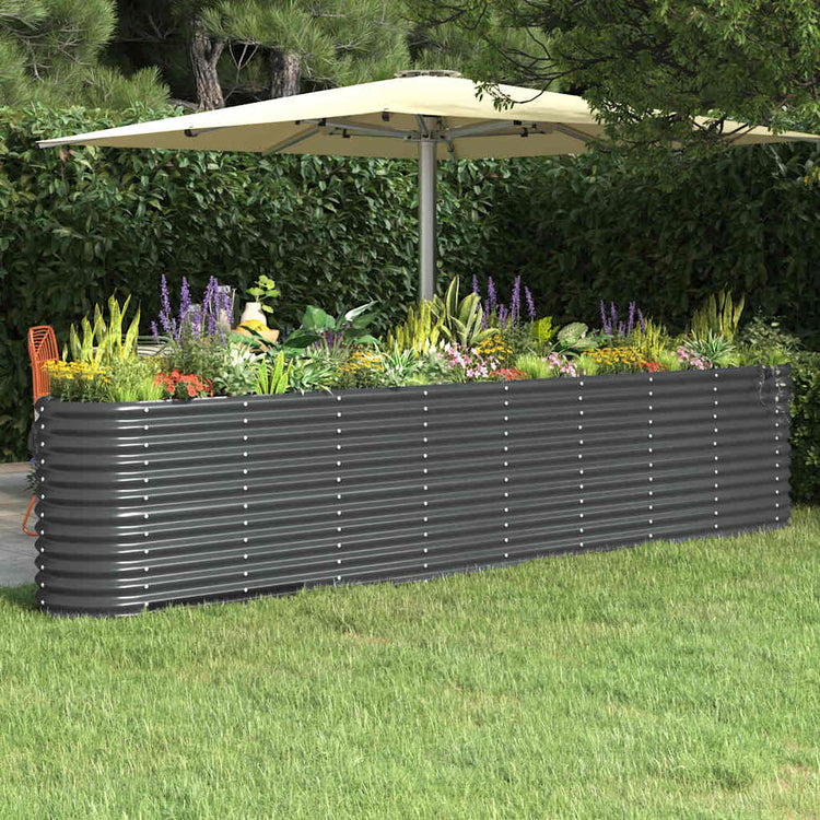 Vidaxl Planter 332x40x68 cm en poudre à anthracite en acier recouvert de