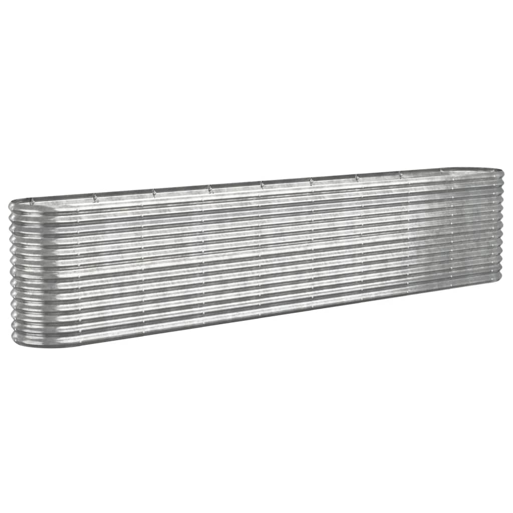 Vidaxl planteur 332x40x68 cm en poudre en acier couché argenté de couleur