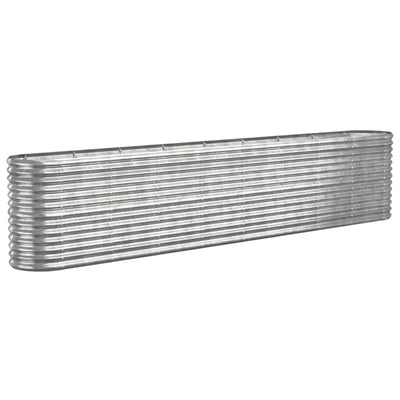 Vidaxl planteur 332x40x68 cm en poudre en acier couché argenté de couleur