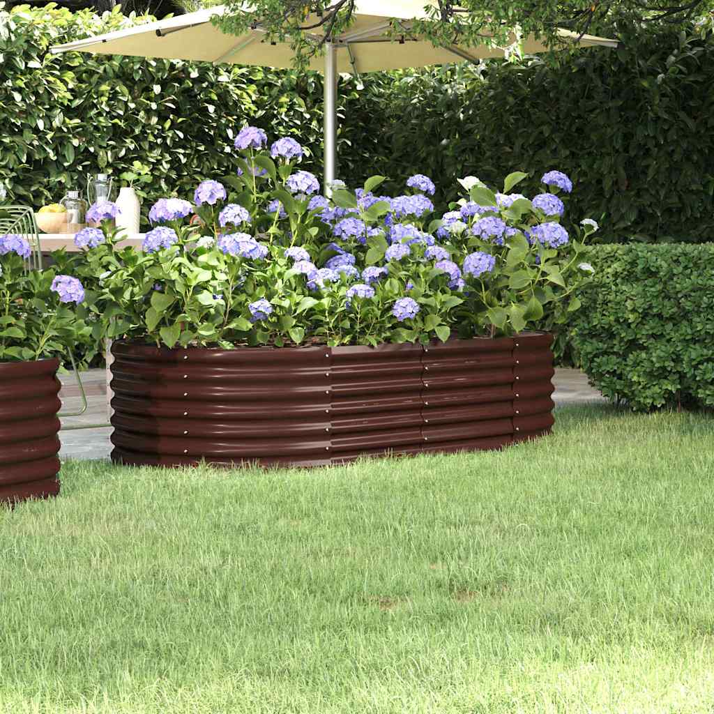 Boîte de planification de Vidaxl 152x80x36 cm en poudre et en acier recouvert de brun