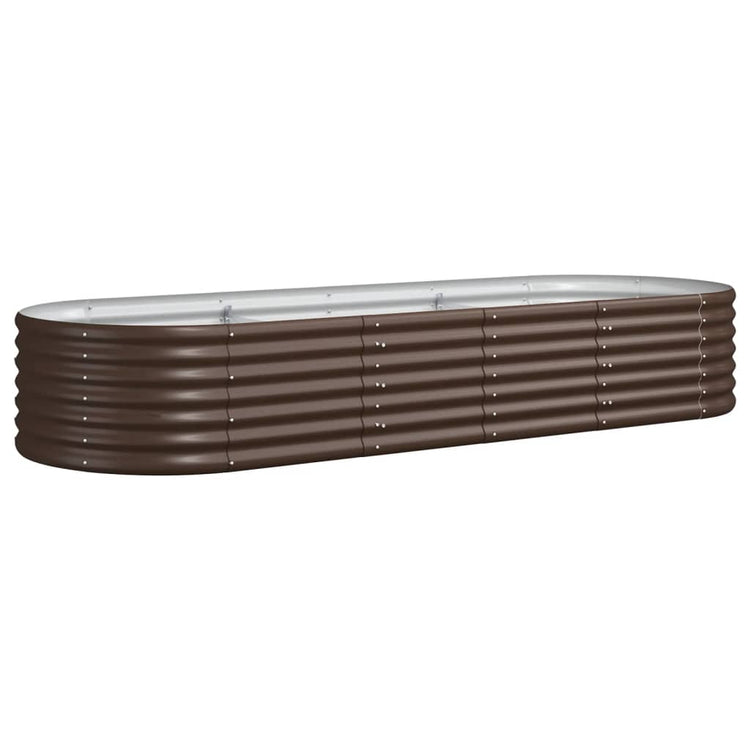Boîte de planification de Vidaxl 224x80x36 cm en poudre et en acier recouvert de brun