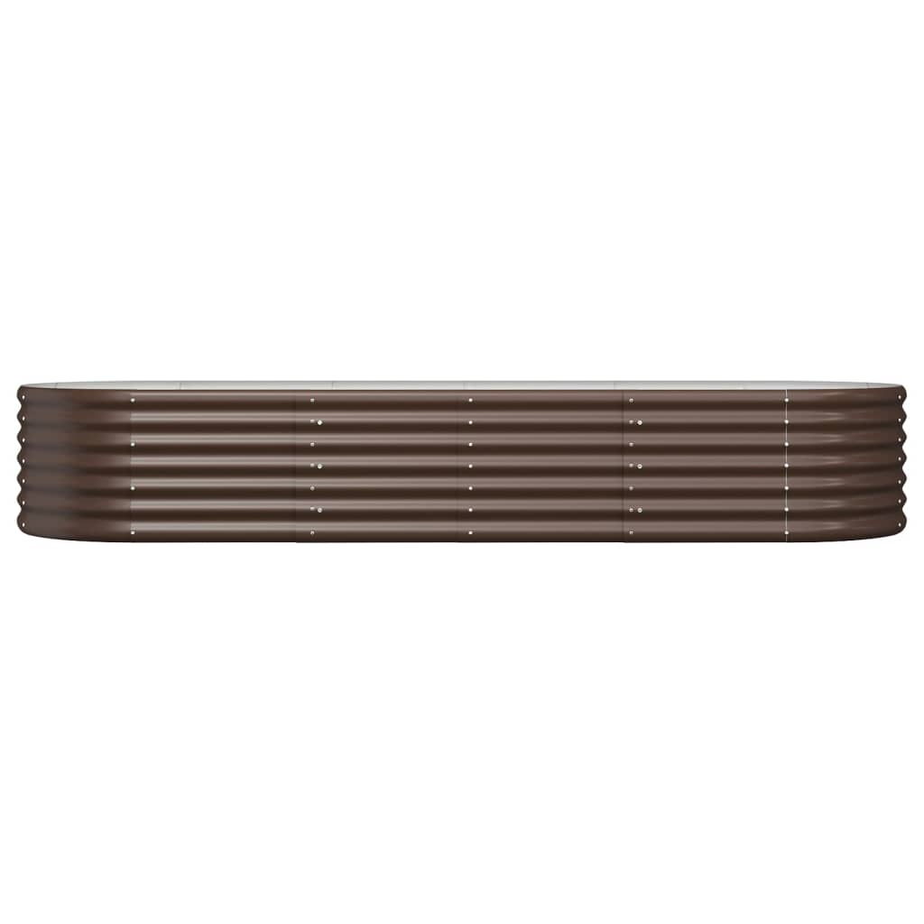 Boîte de planification de Vidaxl 224x80x36 cm en poudre et en acier recouvert de brun