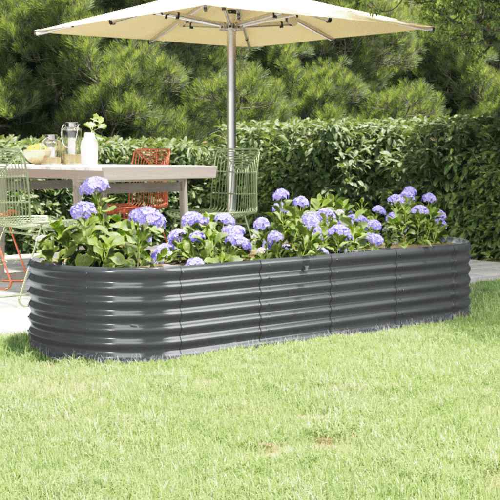 Boîte de planification Vidaxl 224x80x36 cm - Anthracite en acier recouvert de