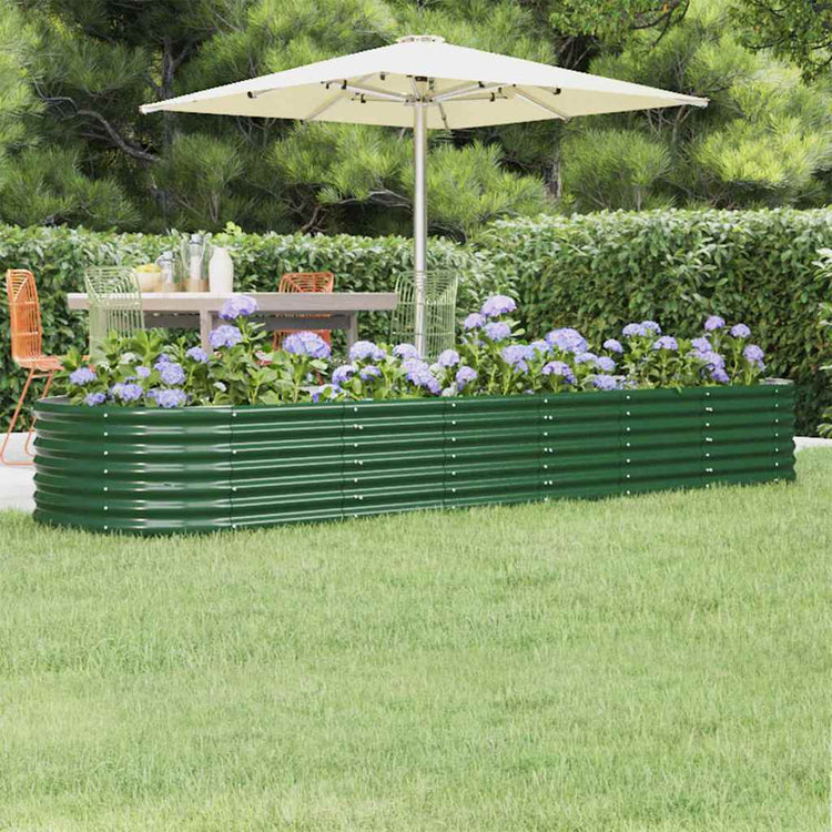 Boîte de planification Vidaxl 296x80x36 cm en poudre et en acier en acier