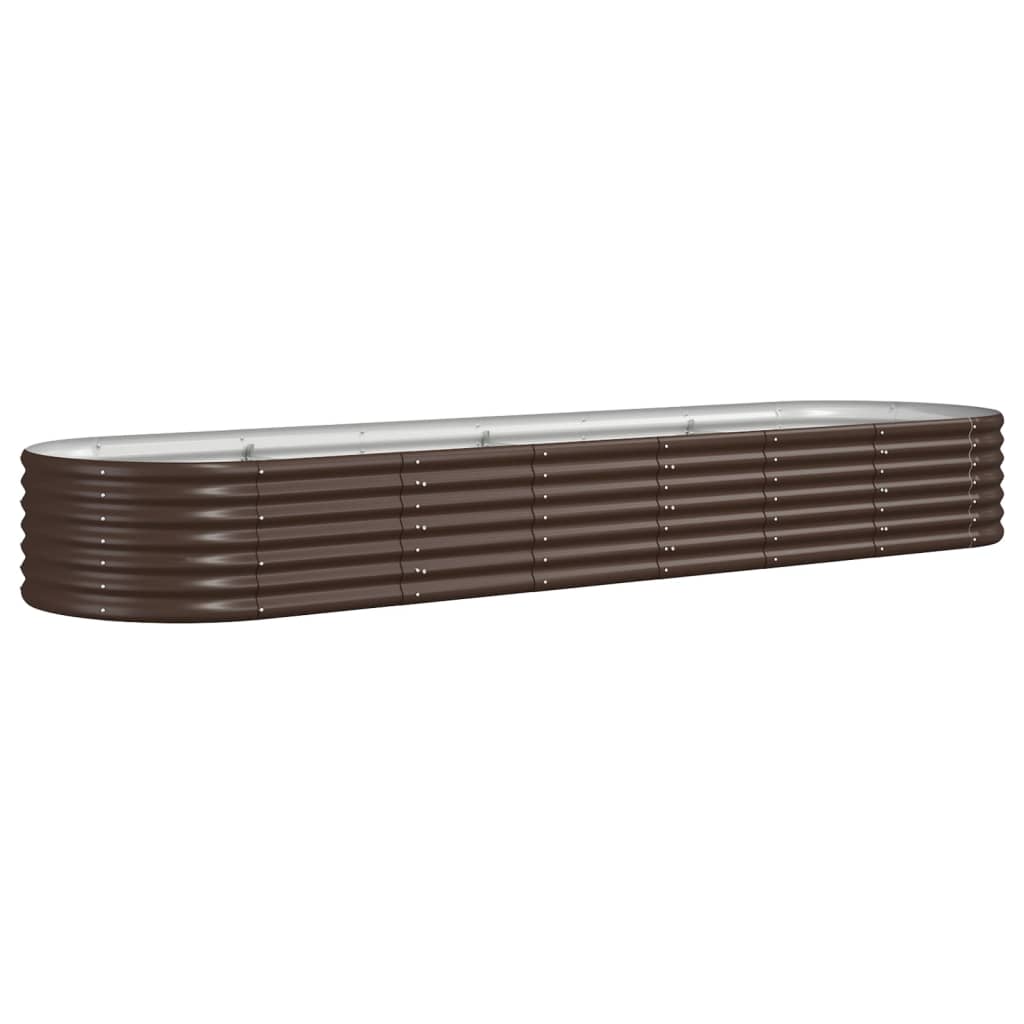 Boîte de planification de Vidaxl 296x80x36 cm en poudre et en acier recouvert de brun