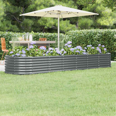 Boîte de planification de Vidaxl 296x80x36 cm en poudre et en acier recouvert d'anthracite -colored