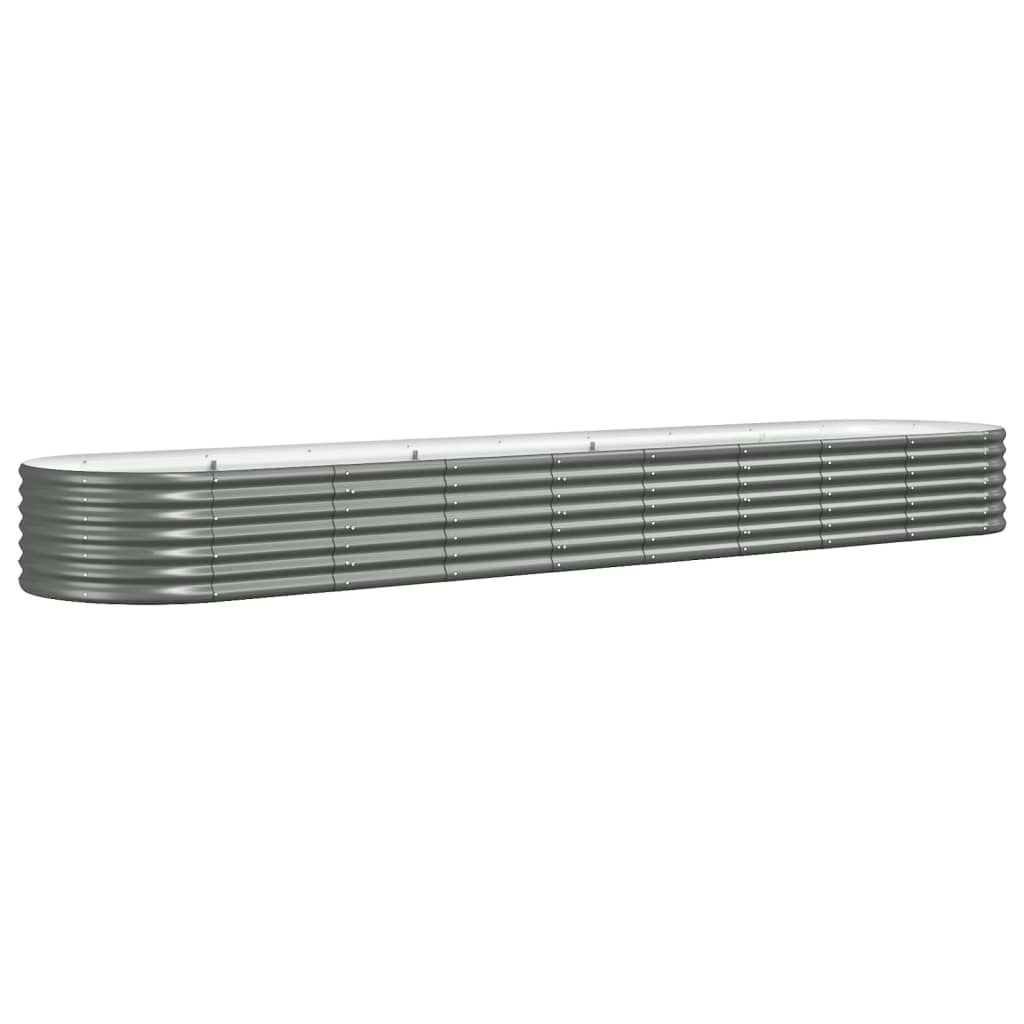 Vidaxl Planter 368x80x36 cm en poudre et gris en acier recouvert