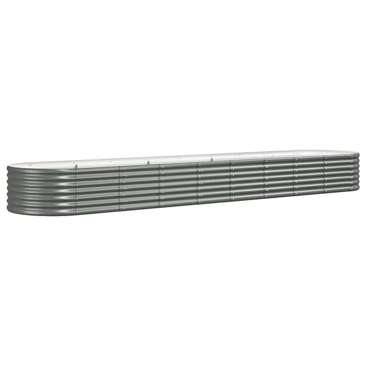 Vidaxl Planter 368x80x36 cm en poudre et gris en acier recouvert