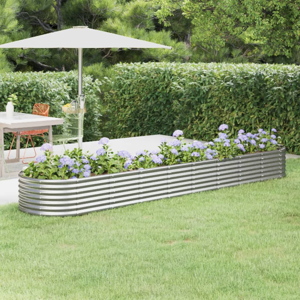 Vidaxl planter 368x80x36 cm en poudre en acier en acier couleur