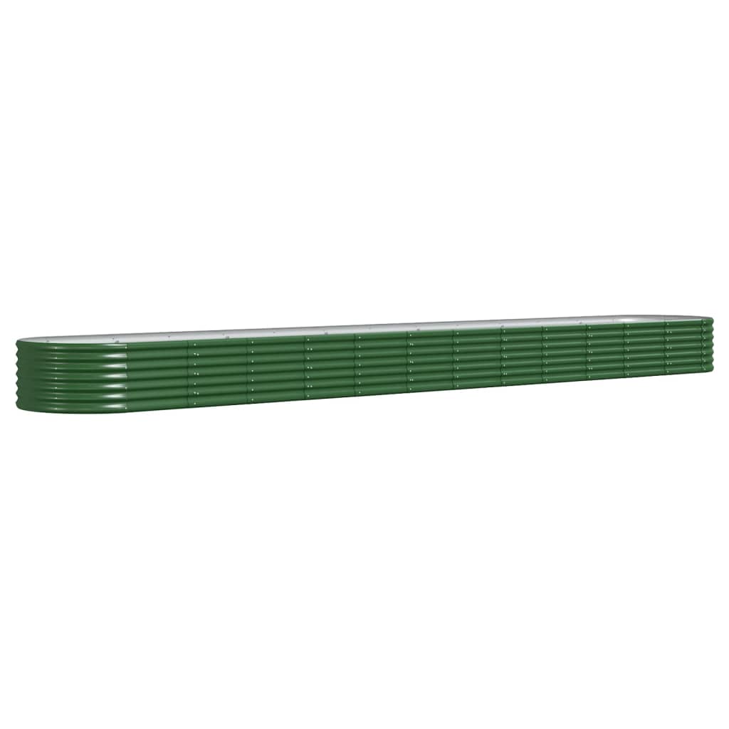 Boîte de planification Vidaxl 512x80x36 cm en poudre et en acier recouvert de vert
