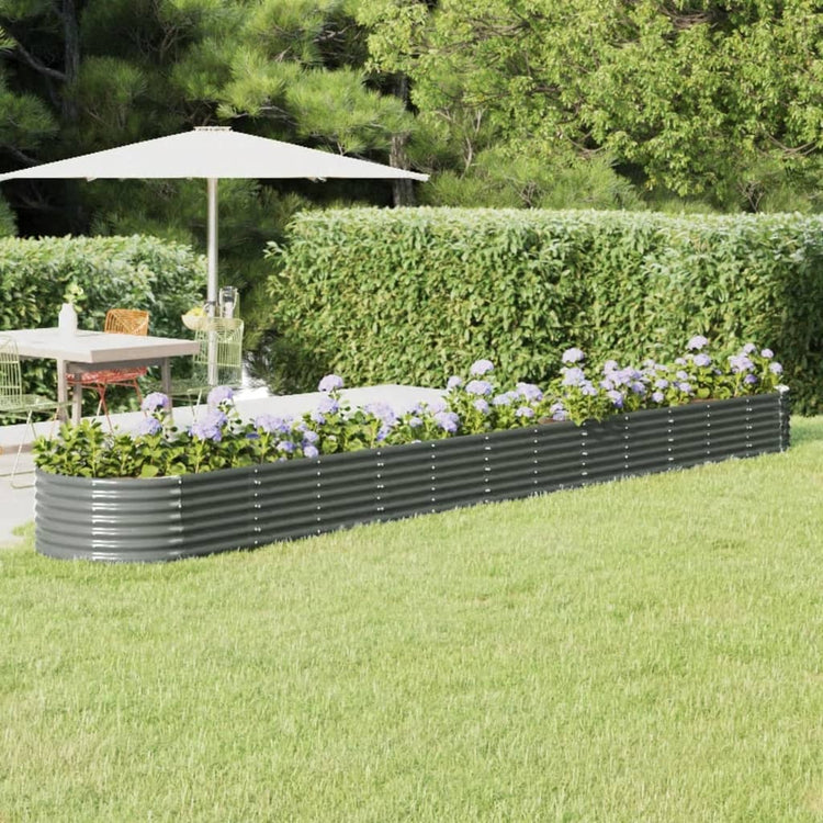 Boîte de planification de Vidaxl 512x80x36 cm en poudre et gris en acier recouvert