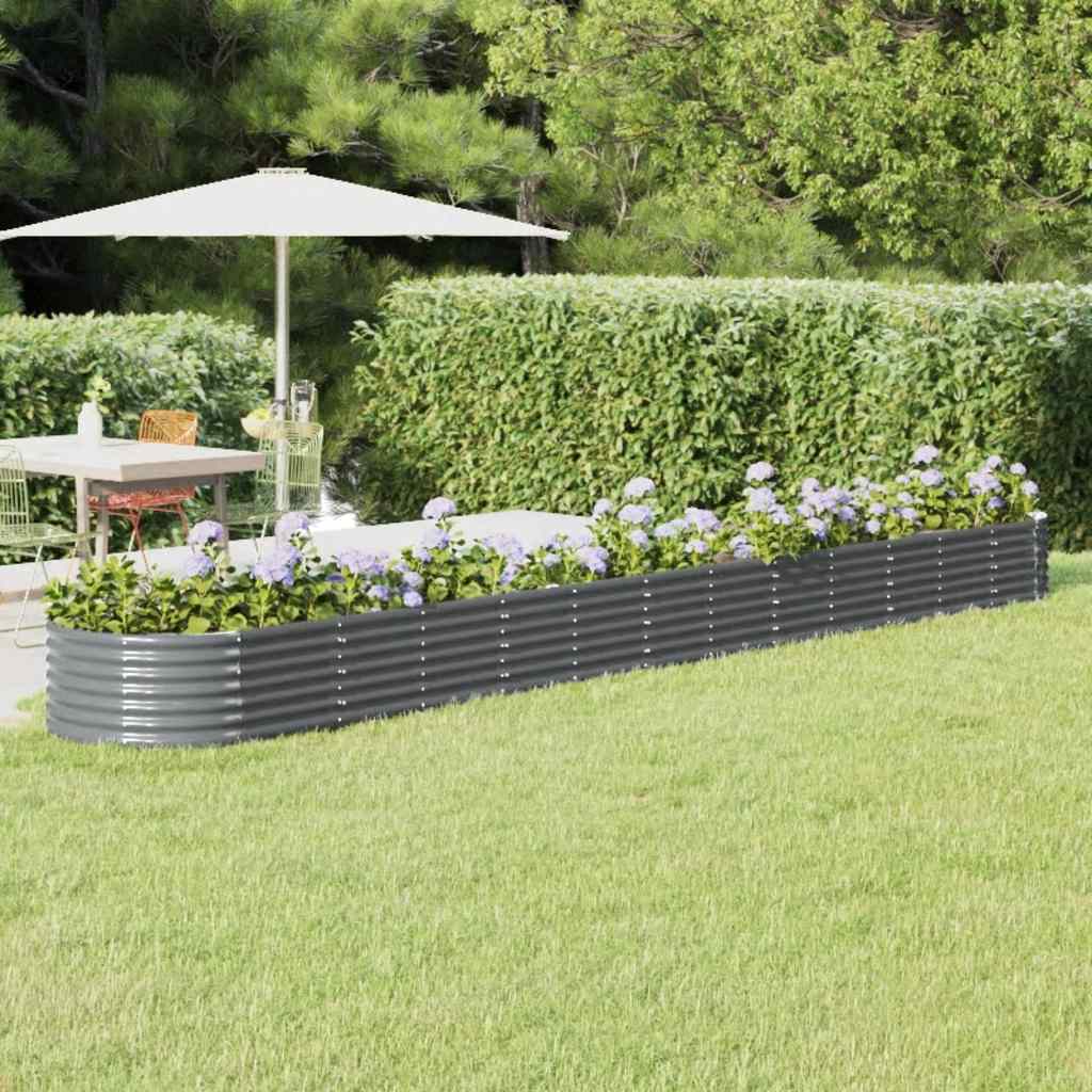 Boîte de planification Vidaxl 512x80x36 cm - Anthracite en acier recouvert de