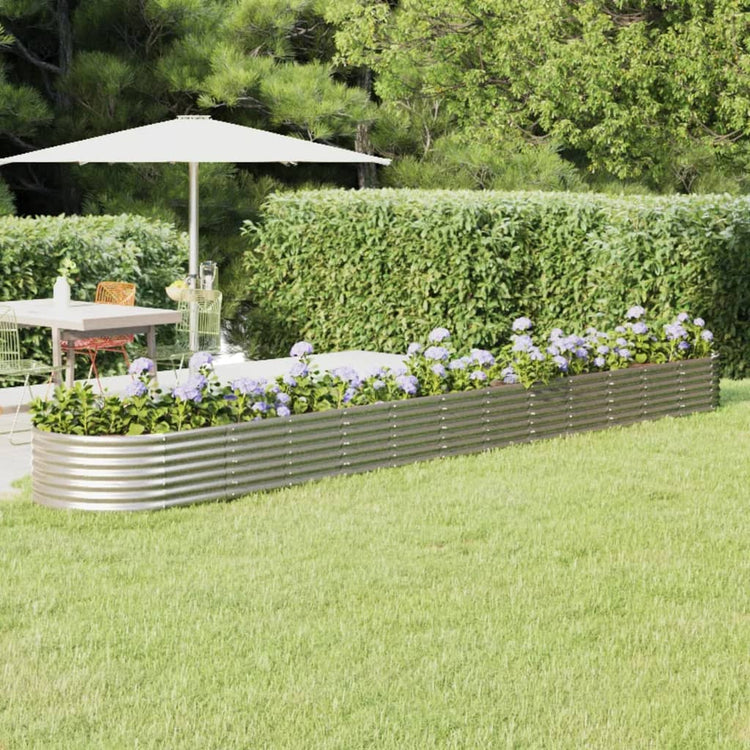 Vidaxl planteur 512x80x36 cm en poudre en poudre en argent en acier coloré