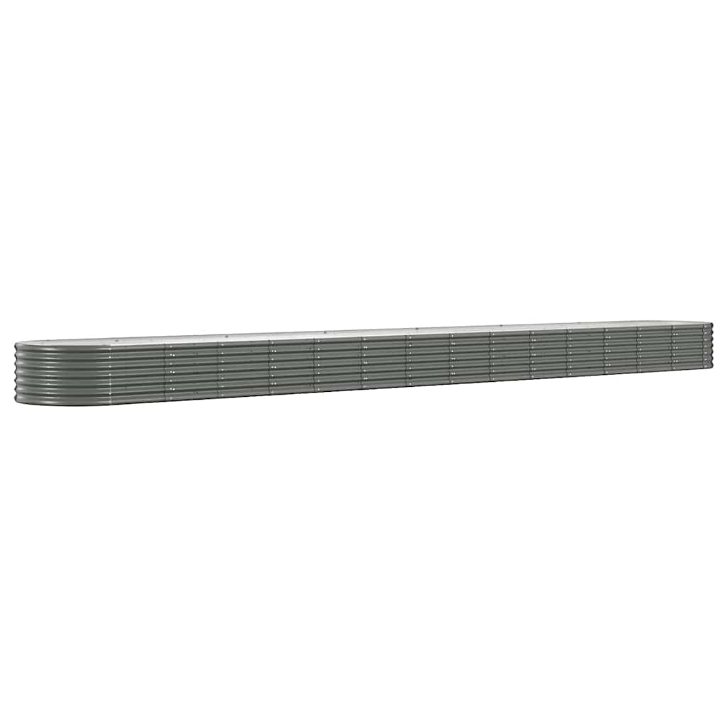 Boîte de planification Vidaxl 620x80x36 cm en poudre-gris en acier recouvert