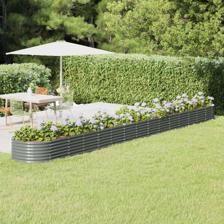 Boîte de planification Vidaxl 620x80x36 cm en poudre-gris en acier recouvert