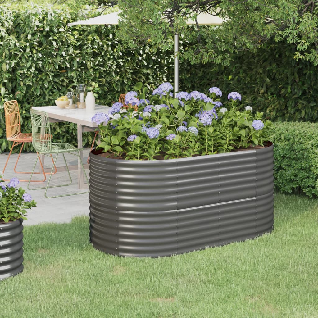Boîte de planification de Vidaxl 152x80x68 cm en poudre et gris en acier recouvert